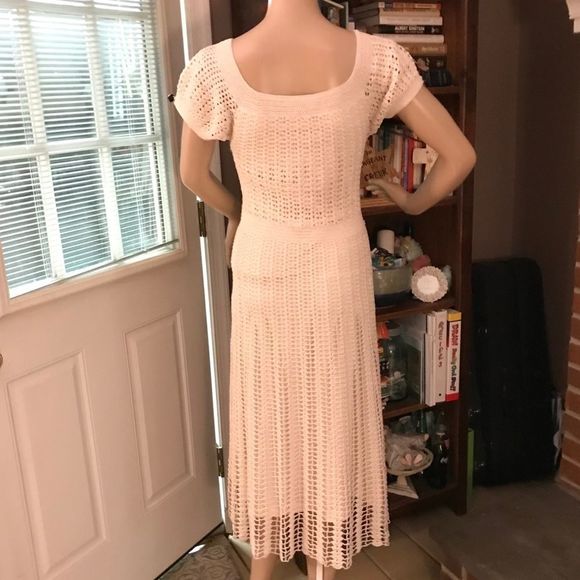Vintage | Betsey Johnson | Cottagecore | Coquette | Lined Crochet Dress in Ivory - Picture 8 of 13
